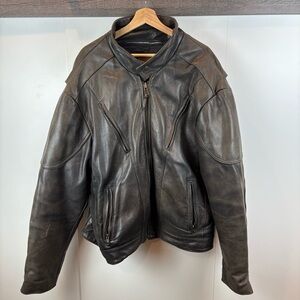 Vintage Walter Dyer Leather Brown Bomber Jacket Moto Biker Lined Distressed 50/L